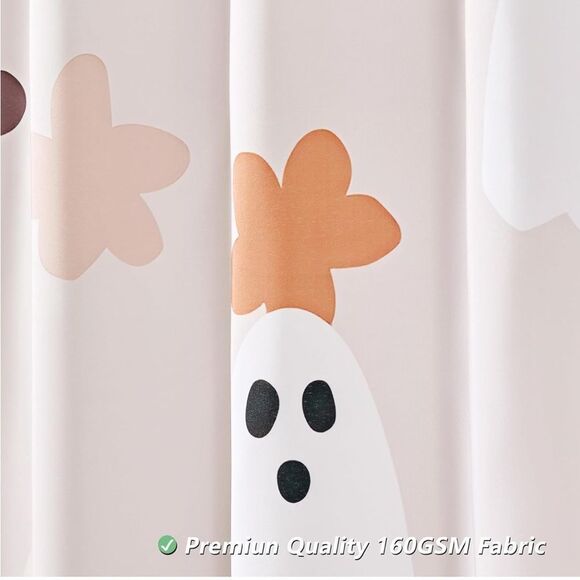 Floral Ghost Bathroom Shower Curtain Set With Hooks,  Heavy Duty Fabric,… - Picture 3 of 6